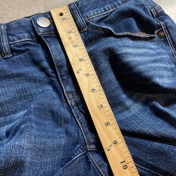 Democracy Womens Distressed “Ab” Solution Dark Wash Straight Leg Jeans Sz 4 - Picture 7 of 9